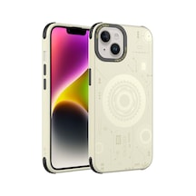 More Tr Apple Uyumlu iPhone 14 Plus Uyumlu Mtr Wireless Şarj Özellikli Desenli Hot Kılıf-gold