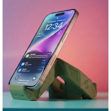 Endüstriyel Geometrik Telefon Standı - 3d Yazıcı Tasarımı Masaüstü Tutucu - Zeytin Yeşili Modern Ofis Aksesuarı