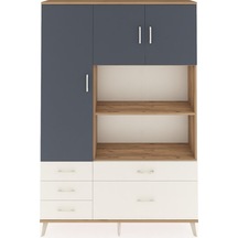 Arges Dolap 7 Raflı 5 Çekmeceli 3 Kapaklı 132x30x195 Çam-antr... Çam