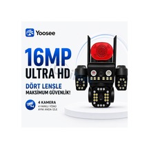 Tr 4k Pro 16mp 4 Kameralı Wifi Güvenlik Sistemi, 3 Sabit + 1 Ptz