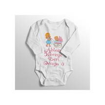 Babylimon Ablam Nereye Ben Oraya Baskılı Bebek Zıbını Beyaz - 132151839 Beyaz