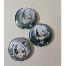 Genshin Impact Arlecchino Anime Buton Rozet 37mm 3 Adet Altın - Beyaz - Siyah