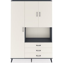 Arges Dolap 6 Raflı 3 Çekmeceli 3 Kapaklı 132x30x195 Antrasit-aytaşı/aytaşı Aytası/aytası