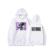 Tarzsokak Beyaz Unisex Tate Mcrae Tamam Ben Tamam Lar Kapşonlu Grafik Giyim Ağır Zihi