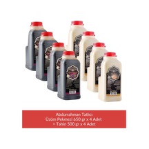 Abdurrahman Tatlıcı Üzüm Pekmezi 650 Gr X 4 Adet + Abdurrahman Tatlıcı Tahin 500 Gr X 4 Adet