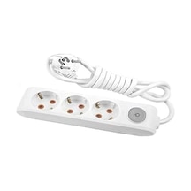 Anahtarlı Üçlü Priz, 1 Metre Kablolu, Güvenli Kullanım İçin Çocuk Koruma Özelliği