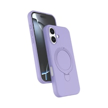 Newface Apple Uyumlu iPhone 16 Plus Regal Magsafe Standlı Kapak - Lila Arka Kapak