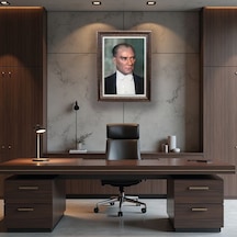 Çerçeveli Deri Atatürk Tablosu 16 Çerçeveli Tablo Işıklı Kumandalı 61x81 Cm Diğer