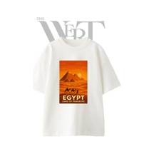 Thewert Egypt Pyramids Tasarım Baskılı Ünisex Beyaz Oversize T-shirt