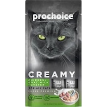 Pro Choice Creamy Tavuklu Keçi Sütlü ve Istiridyeli Sıvı Kedi Ödül Maması 4 x 15 G