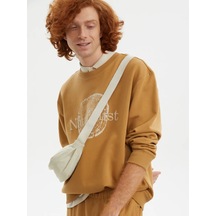 Nice & Easy Erkek Pamuklu Yazılı Sweatshirt 371702721 Hardal Rengi