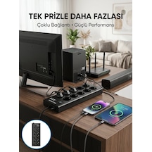 10 Prizli Usb Destekli Çoklu Priz Type-c Şarj Girişli Güvenli Güç Ünitesi 3 M