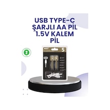 Mey İthalat Type-c Usb İle Hızlı Şarj Edilebilir Aa Kalem Pil 1.5v Lityum Çiftli Paket