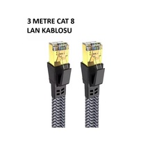 Cat 8 Lan Kablosu Ethernet Kablosu Örgü Kaplama, Yüksek Hızlı 3 Metre Çok Renkli