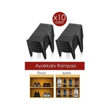 10 Adet Ayakkabı Rampası, Tekli Ayakkabı Düzenleyici Siyah