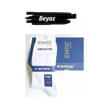 Erkek Pamuklu Likralı Dikişsiz Soket Çorap - 6 Adet Beyaz