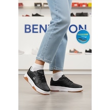 United Colors Of Benetton Siyah Beyaz Bağcıklı Cilt Memory Foam Unisex Spor Ayakkabı Bnı-11220 G Siyah - Beyaz