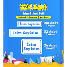 Mavi Renkli Okul Kreş Kişiye Özel İsim Etiket Seti - Model 36 Çok Renkli
