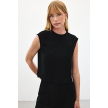 Sateen Kolsuz Salaş Bluz - Siyah-136430 Siyah