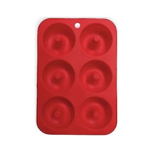 Silikon Donut Kalıbı, 6 Gözlü Kek, Kurabiye, Simit, Muffin İçin Silikon Kalıp Kırmızı Pxcl Çok Renkli