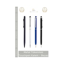 Kalem Kurumsal Promosyon Lazer Baskı Metal Gövde Dokunmatik Şık Tükenmez Touchpen Kalem Beyaz Çok Renkli
