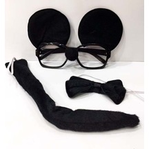 Parti Malzemeleri Mickey Mouse Gözlüğü Papyonu Kuyruğu Seti 001
