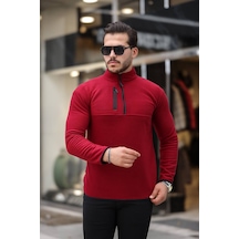 Eg38 Yarım Fermuar Polar Bordo Bordo