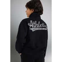 Defacto Erkek Çocuk Yarım Fermuarlı Dik Yaka Sırt Baskılı Sweatshirt G8370a825cwbk81 Siyah-bk81