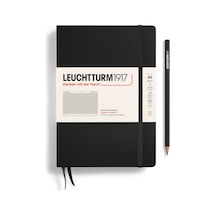 Leuchtturm1917 Not Defteri Orta Boy A5 , Sert Kapak, 251 Numaralandırılmış Sayfa, Kareli, Siyah