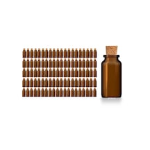 Borox Mantar Tıpalı Amber Cam Şişe - Mini Küçük Şişe 10 Ml - Tıpalı Küçük Şişe 100 Adet/paket