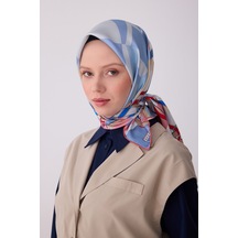 Obje Desen İpek Twill Eşarp - 2026 İlkbahar-yaz T 4300 Mavi