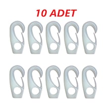 10'lu Plastik Halat Klips. 5mm. Plastik Kanca. Sealux. Beyaz