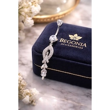 316l Cerrahi Çelik Göbek Piercing Zirkon Taşlı Sallantılı Kadın Piercing Paslanmaz Kararmaz Figürlü Fashion Özel Tasarım Göbek Piercing Modeli - 56 Gümüş