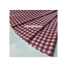 Astarlı Kaymaz Silinebilir Kırmızı Beyaz Pötikare Yuvarlak Pvc Muşamba Masa Örtüsü 140 X 140 Cm
