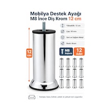 12 Adet Mobilya Kanepe Koltuk Baza Yatak Çekyat Yükseltme Ayağı M8 Ince Diş Metal Ayakları 12 Cm Diğer
