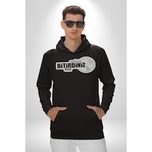 Yediniz Bitrdiniz Beni Yazılı Kadın Erkek Siyah Kapüşonlu Sweatshirt Hoodie Siyah