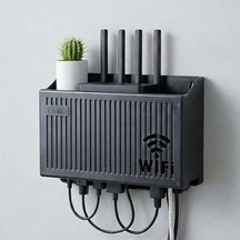 Duvar Tipi Wi-fi Modem Saklama Kutusu Siyah Kablo Düzenleyici Router Raf Organizer 5250 Çok Renkli