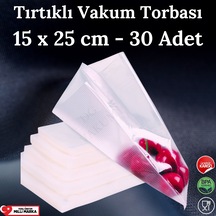 Tırtıklı Vakum Makinesi Poşeti Torbası - 15X25 Cm - 30 Adet