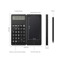 C5 Dijital Çizim Ekranlı Bilimsel Fonksiyonlu E-writer Hesap Makinesi Katlanabilir Sessiz Tuşlu Siyah Tek Renk