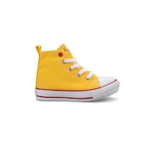 Unisex Çocuk Keten Uzun Convers Modeli Cırtlı Sneaker Spor Ayakkabı Sarı (26-30)