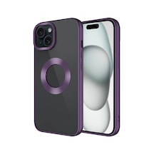 Apple Uyumlu iPhone 15 Plus Kılıf Logo Detaylı Ve Parlak Nlight Premium Silikon Kapak Koyu Mor