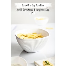 Akrilik Barok Beyaz Orta Boy Kare Meyve & Salata Kasesi & Karıştırma Kabı / 1,5 Lt Cam Değildir Çok Renkli