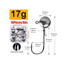 Mrlurion 1 Kutu 2g 3g 7g 10g 12g 18g 20g Balıkçılık Kanca, Jig Kanca Yuvarlak 17g 17g