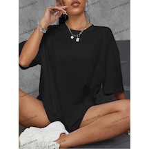 Startmore Düz Baskısız Baskılı Oversize Kalıp Unisex T-shirt Siyah