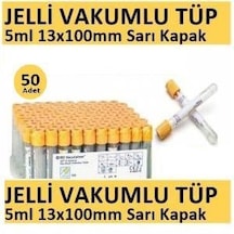 50 Adet Kan Alma Tüpü, Vakumlu Jelli, Sarı Kapak 5ml 13x100mm, Bd