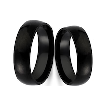 6 Mm Bombeli Çelik Alyans Çifti Söz Yüzükleri Siyah Cl12