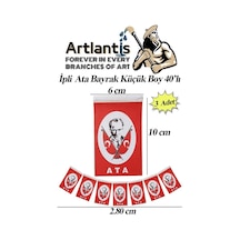 İpli Ata Bayrak Küçük Boy 40'lı 6x10cm 3 Paket Atalı Bayrak Kağıt İpli Sıralı Ayyıldız Bayrak Sınıf Süsü Okul Bayram