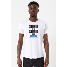 Forrest Gump Stupid Is As Stupid Does Beyaz Erkek Bisikletyaka Tshirt 001