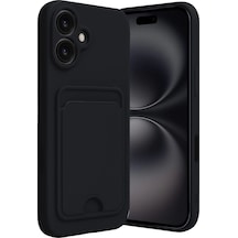 Apple İphone 16 Kılıf Kelvin Kartvizitli Silikon - Siyah