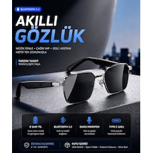 Yh Hy 0322 Gri Çerçeveli Siyah Tws Akıllı Güneş Gözlüğü Polarize Çift Hoparlör Gözlük Müzik Çağrı
